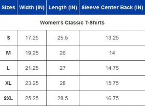 Womens Classic T Shirt Size
