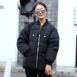 Women Cotton Warm Parkas Casual Loose Bomber Jacket Thick Motorcycle Outwear