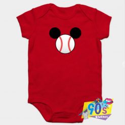 Mickey Mouse Baseball Head Baby Onesie