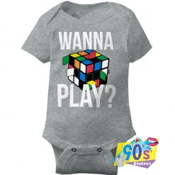 Wanna Play Rubiks Cube Puzzle Baby Onesie