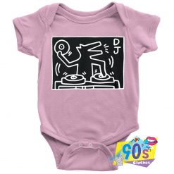 Retro Graphic Keith Haring Dj Dog Baby Onesie