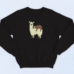 Llama And Sloth Hugging Cuddly Besties 90s Sweatshirt Fashion