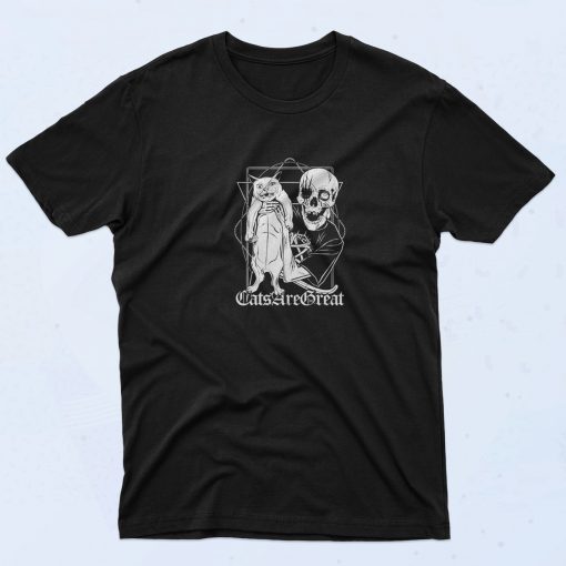 Cats Are Great Skull T Shirt