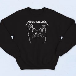 Meowtallica Parody 90s Sweatshirt Street Style