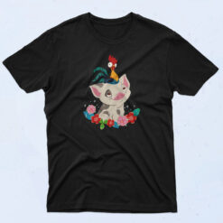 Moana Heihei Rooster Flowers 90s Oversized T shirt